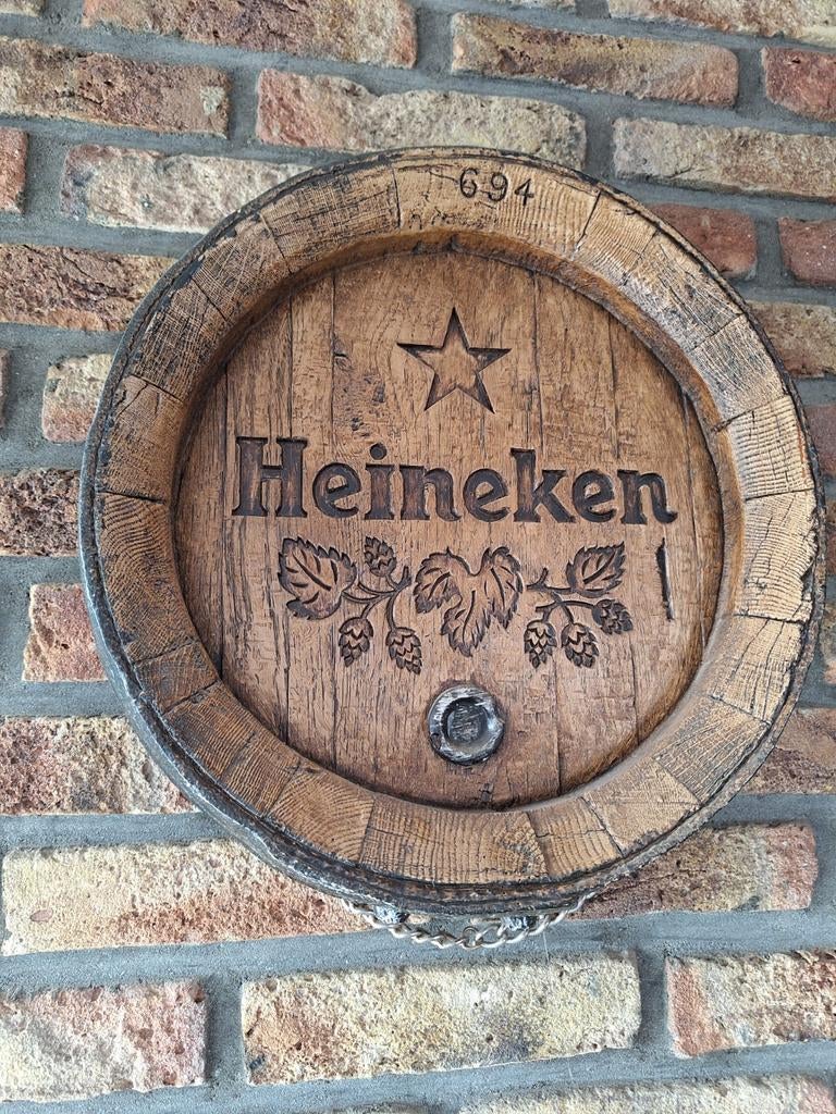 Vintage deksel biervat Heineken, Ophalen of Verzenden, Gebruikt, Reclamebord, Plaat of Schild, Heineken