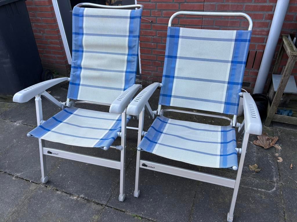 2 Dukdalf camping kampeer stoelen, Caravans en Kamperen, Kampeermeubelen, Ophalen, Gebruikt, Campingstoel