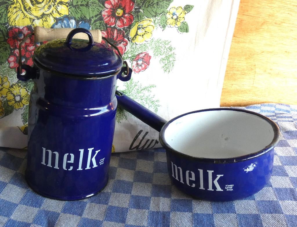 emaille melkbus/ steelpan melk/ blauw email, Ophalen of Verzenden