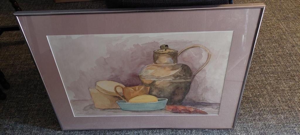 Aquarel schilderij mooie lijst, Huis en Inrichting, Ophalen, Zo goed als nieuw, Overige materialen, 50 tot 75 cm