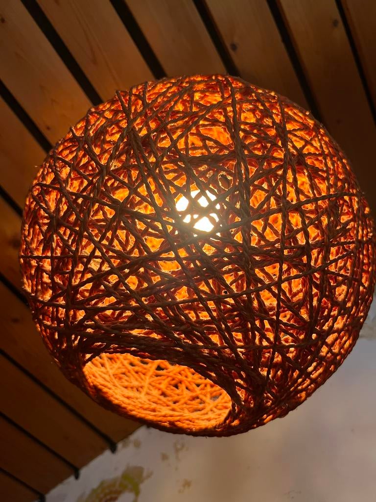 Vintage hanglamp compleet met fitting en lamp, Huis en Inrichting, Lampen | Hanglampen, Ophalen of Verzenden, Gebruikt, Overige materialen