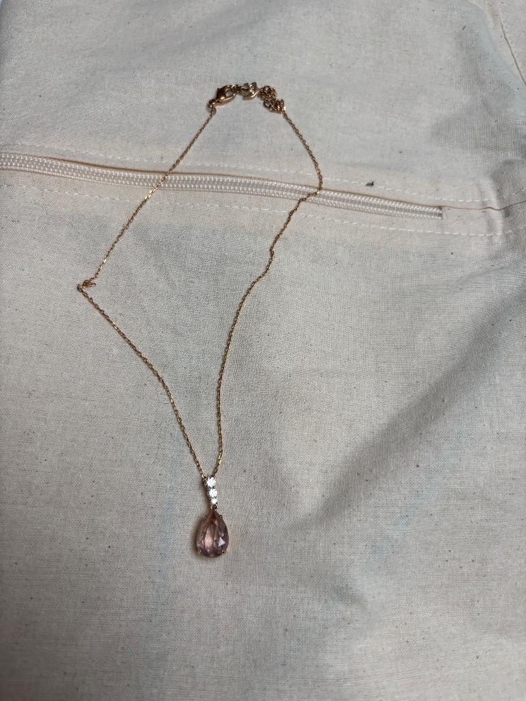 Swarovski ketting rose goud met roze steen, Gebruikt, Verzenden, Roze, Met kristal