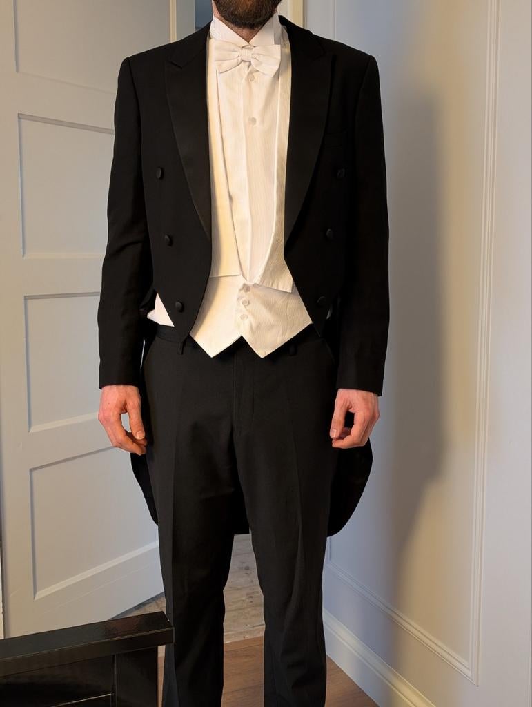 zwart rokkostuum (promotie pak), Kleding | Heren, Kostuums en Colberts, Ophalen of Verzenden, Zo goed als nieuw, Zwart