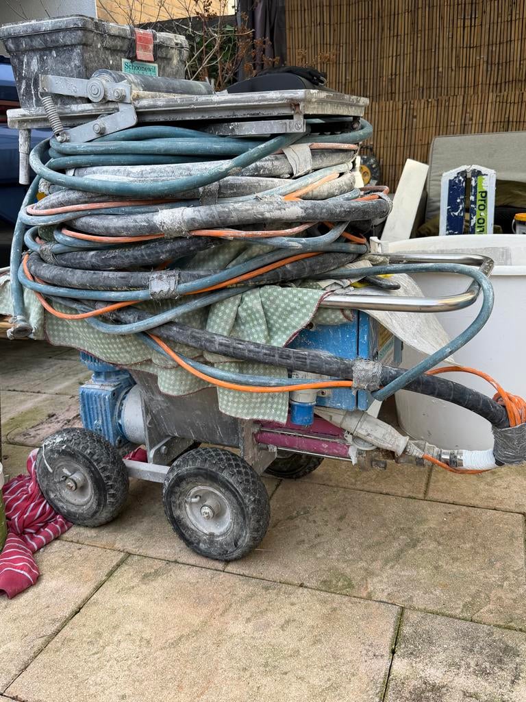 Spac spuitmachine met compressor en nieuwe mixer festool, Ophalen of Verzenden, Gebruikt