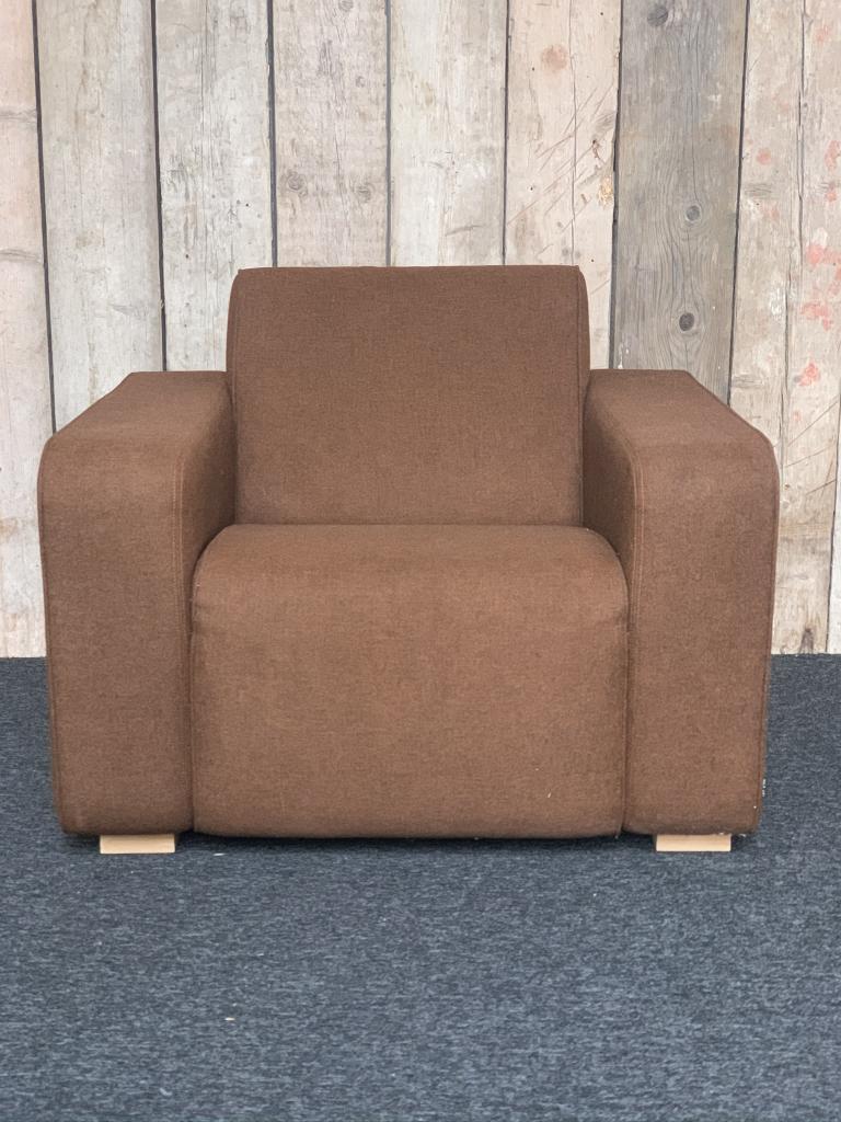 Palau fauteuil bruin gestoffeerd design stoel, Huis en Inrichting, Fauteuils, Niet ingevuld, Gebruikt, Minder dan 75 cm, Niet ingevuld