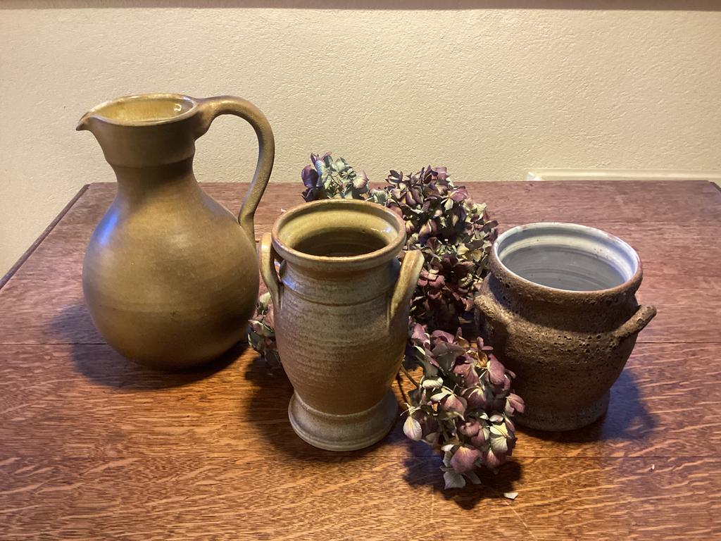 3 Retro Vazen.Pottenbakkerij ‘Terra Milsbeek’ Pr.p.st.vanaf., Huis en Inrichting, Overige kleuren, Ophalen of Verzenden, Minder dan 50 cm