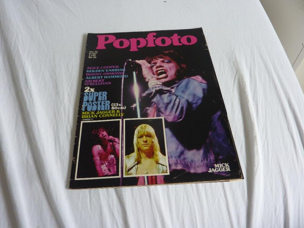 POPFOTO NR 357 1973-INC GROTE POSTER-SWEET-M JAGGER-EARRING, Verzenden, 1960 tot 1980, Tijdschrift
