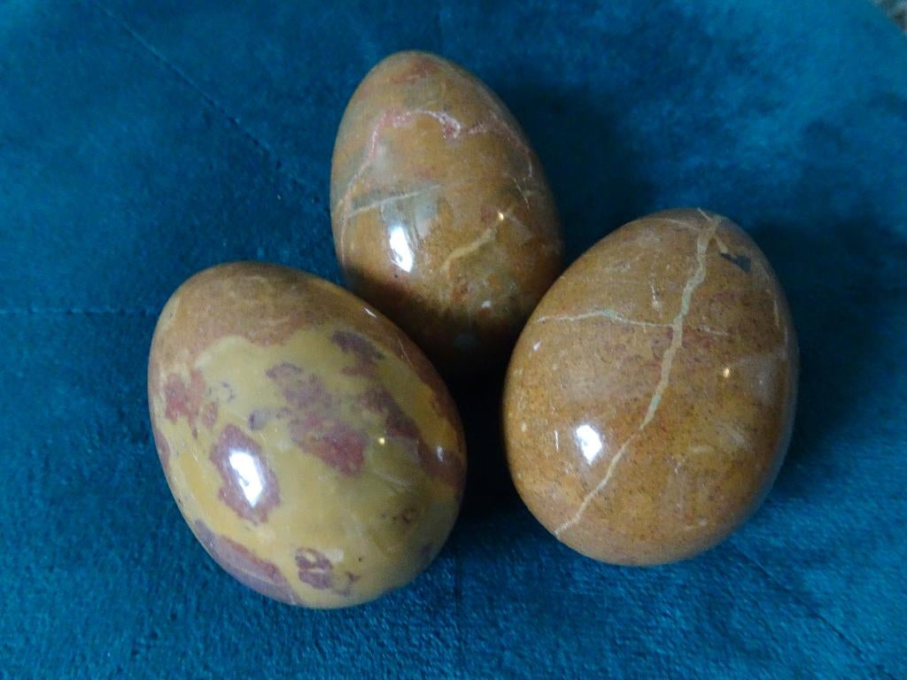 3 Vintage gepolijste marmeren eieren ( set 2), Ophalen of Verzenden