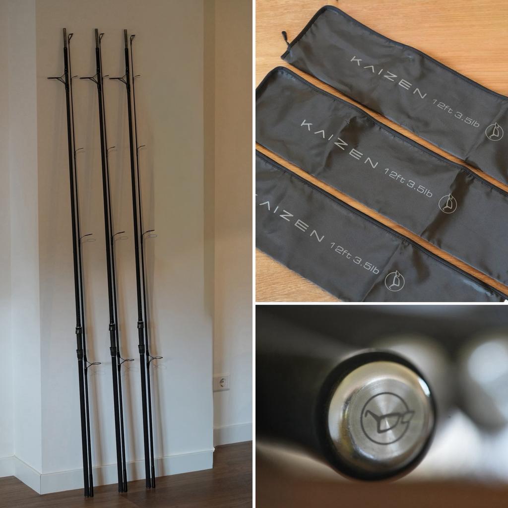 3x Kaizen Platinum 12ft 3.5lb + kamo rod holdall Z.G.A.N., Ophalen, Zo goed als nieuw, Werphengel