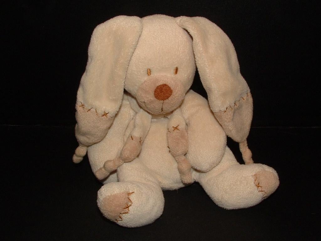 NICOTOY KONIJN VELOURS ROOMWIT MET BEIGE SNUIT, Kinderen en Baby's, Speelgoed | Knuffels en Pluche, Ophalen of Verzenden, Nieuw