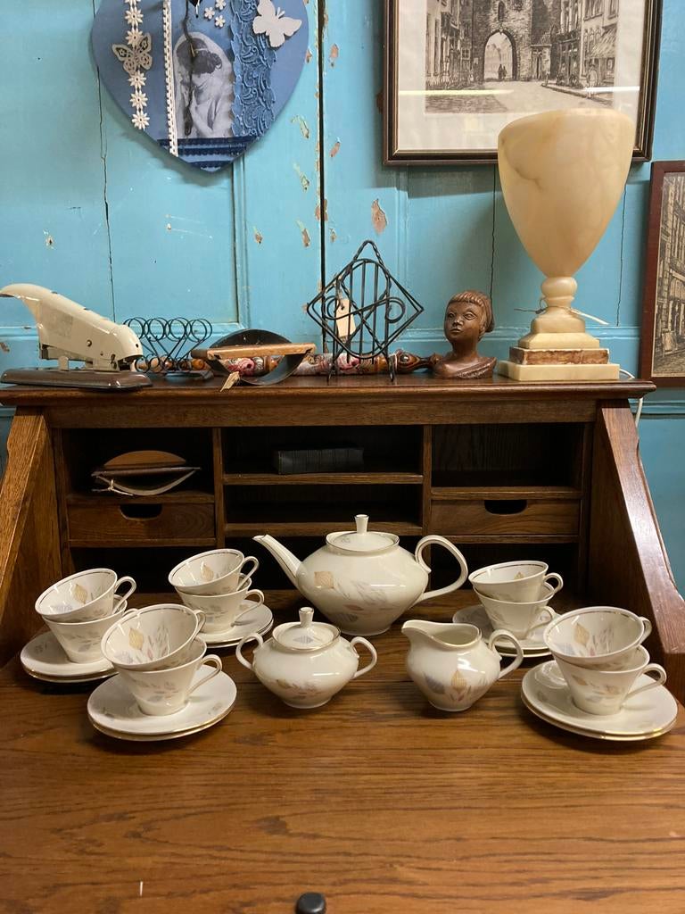 Brocante CoPo Florida Theeservies - 13-delig, Antiek en Kunst, Ophalen of Verzenden