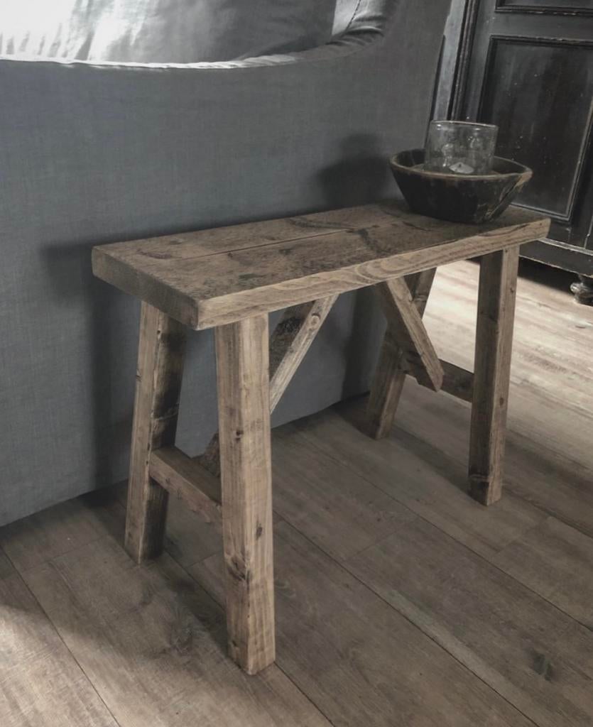~Stoer Sober Landelijk Houten Krukje/Bankje~, Huis en Inrichting, Woonaccessoires | Overige, Ophalen of Verzenden, Zo goed als nieuw