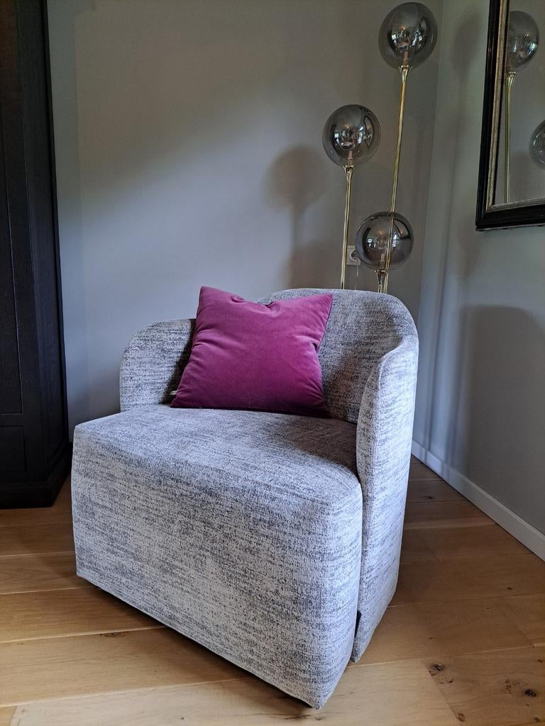 Hofstede Raanhuis ronde design fauteuil Lucia, velours nieuw, Ophalen, Design, organisch, Nieuw, 75 tot 100 cm