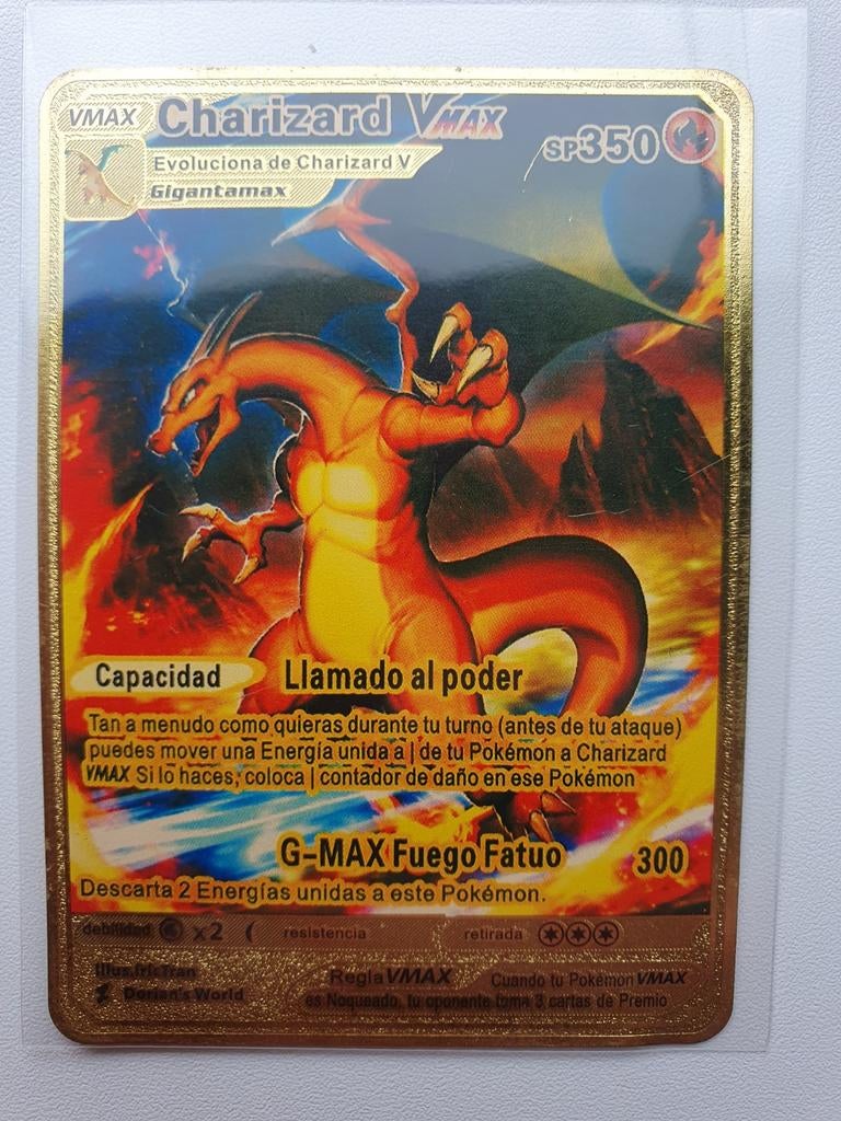 Charizard V Max Pokémon card Metal gold kaart, Lava, Rage, Ophalen of Verzenden, Nieuw