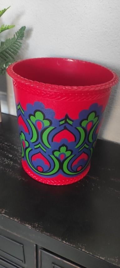 Vintage prullenbak rood blauw groen Emsa, Kunststof, Ophalen of Verzenden, Zo goed als nieuw, Minder dan 10 liter