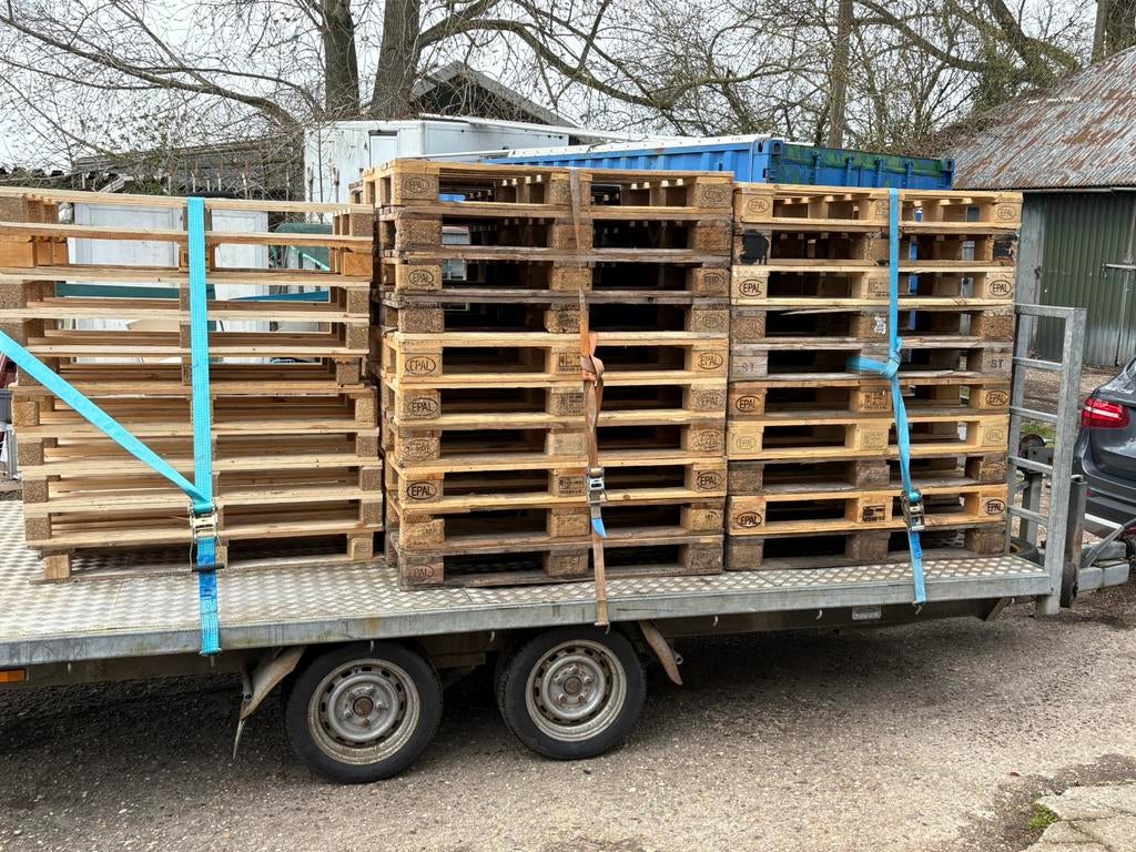 Euro pallets en blok pallets, Doe-het-zelf en Verbouw, Hout en Planken, Ophalen of Verzenden, Zo goed als nieuw, Pallet, Minder dan 200 cm