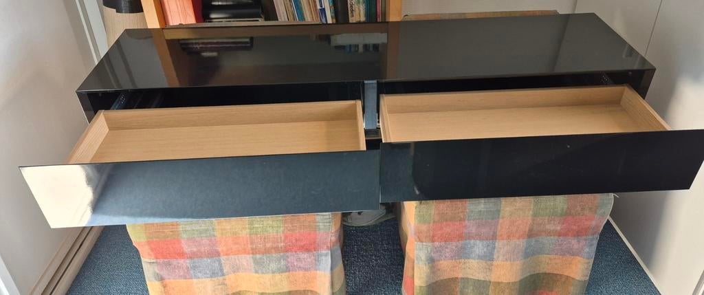 Pastoe kast, zwevend, zwart hoogglans, Huis en Inrichting, Kasten | Dressoirs, Ophalen, Gebruikt, 100 tot 150 cm, Met lade(s)