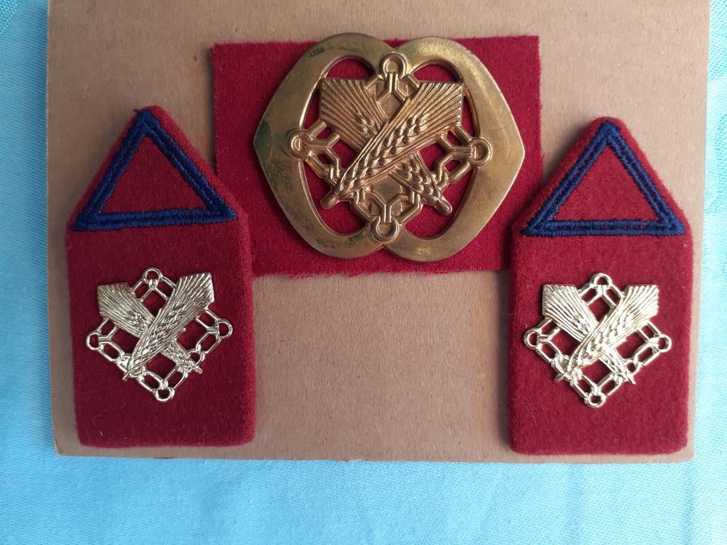 Kraagspiegels en baretembleem  : Intendance opleidingen, Verzamelen, Ophalen of Verzenden, Landmacht, Nederland, Embleem of Badge