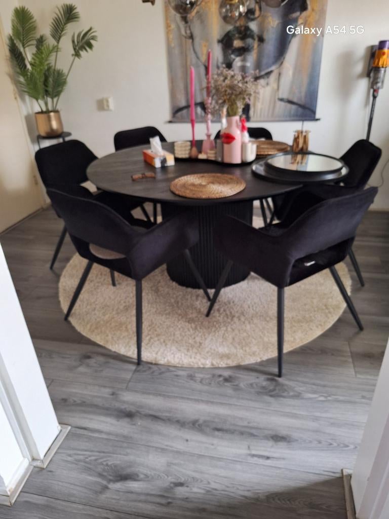 6 zwarte velvet stoelen van vtwonen, Ophalen of Verzenden