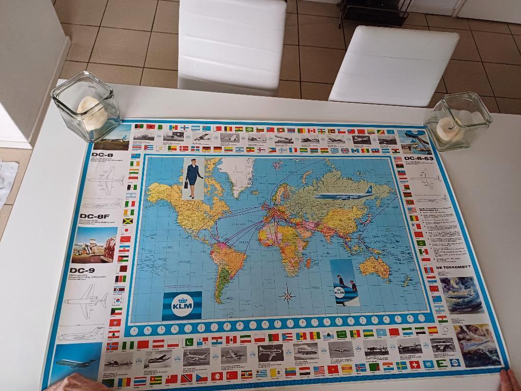Oude 1966 KLM poster in zeer nette staat, Verzamelen, Ophalen, Gebruikt, Kaart, Foto of Prent