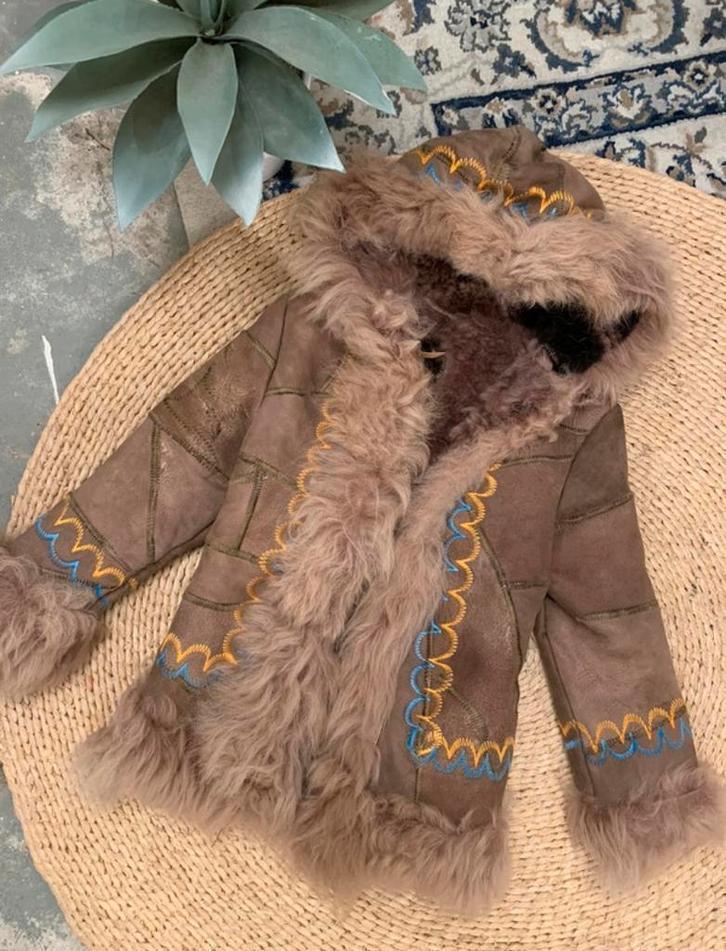 Vintage afghaans jasje 92 gevoerd winterjasje, -, Meisje, -, Ophalen of Verzenden