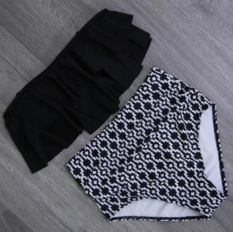 Zwart witte high waist bikini push up heup dames vrouwen, Verzenden, Nieuw, Overige kleuren, Bikini