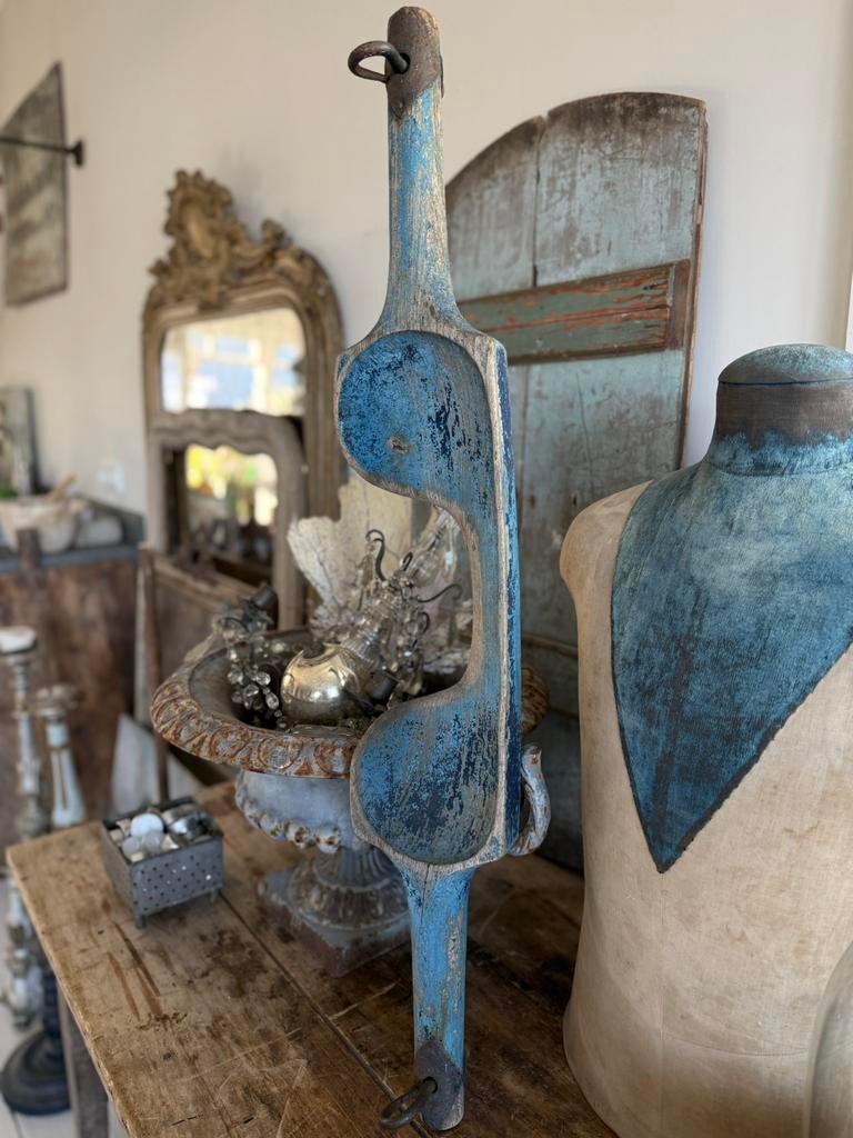 Antiek houten juk met originele blauwe verf, Ophalen of Verzenden