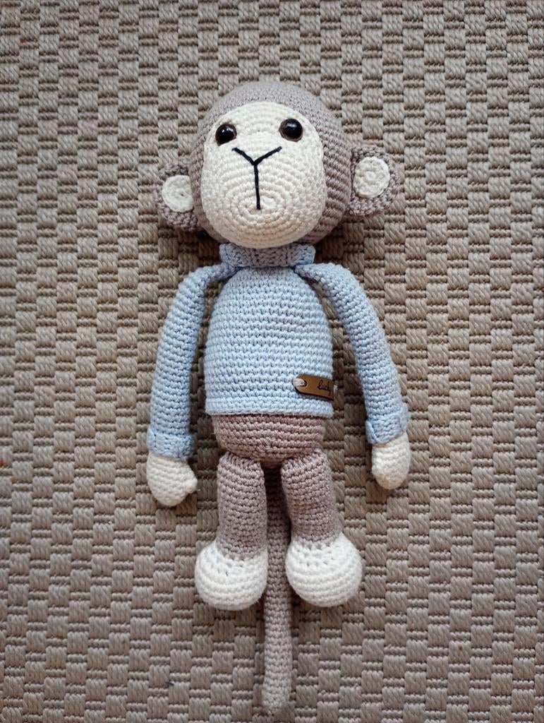 Nieuw gehaakt aapje van Lucky - ecru/creme/lichtblauw, Ophalen of Verzenden, Nieuw, Overige typen