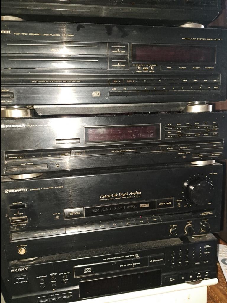 Pioneer toren met dubbele cd speler en boxen, Ophalen, Gebruikt, Tuner of Radio, Losse componenten