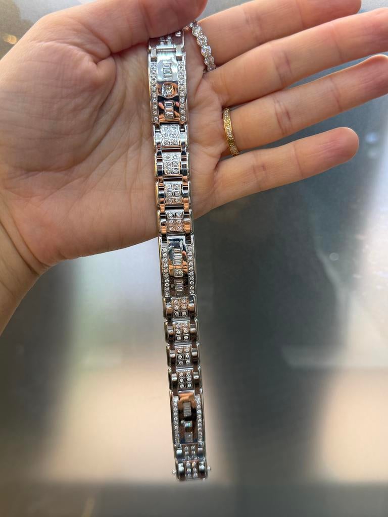 18KT Wit Goud- 79.78 Gram - Armband -Diamanten -Herenarmband, Ophalen, Nieuw, Wit, Goud