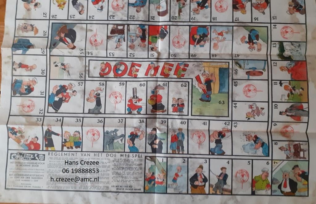 zoek oud gezellige Doe Mee spel Popeye met envelop ca 1938, Antiek en Kunst, Ophalen of Verzenden