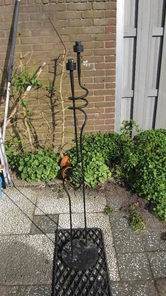 metalen kaarsen standaard voor 2 kaarsen, Ophalen, Gebruikt, Zwart, Kandelaar