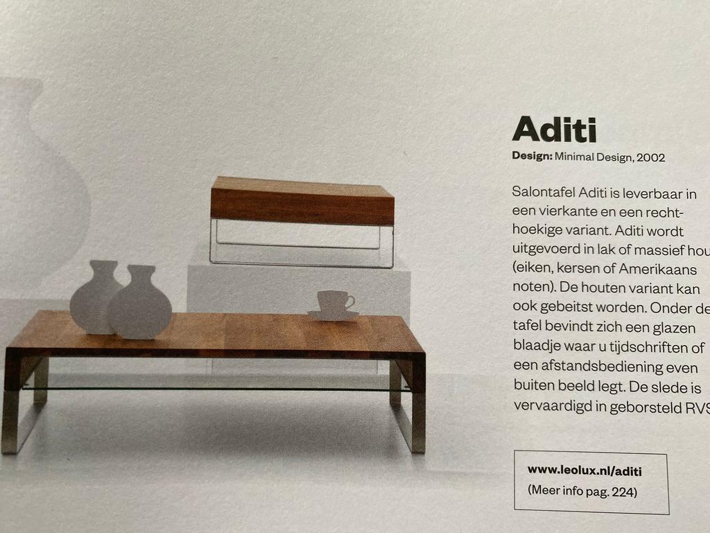 Leolux salontafel aditi noten, Ophalen, 100 tot 150 cm, 50 tot 100 cm, Zo goed als nieuw