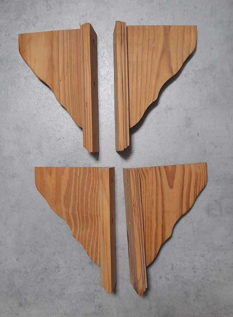 Houten Plankdragers / plankensteunen 2 sets. Retro / vintage, Ophalen of Verzenden, Gebruikt