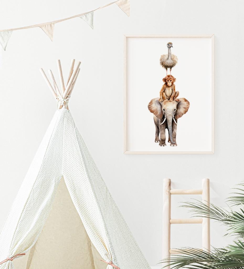 Kinderposter Toren Safari Dieren A3 Little Dreamzzz, Bi & Li Creaties, Nieuw, Ophalen of Verzenden, Bilicreaties@gmail.com