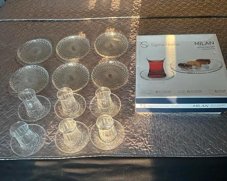 Turkse Thee Servies 6 Persoons Nieuw, Nieuw, Ophalen of Verzenden, Glas, Effen