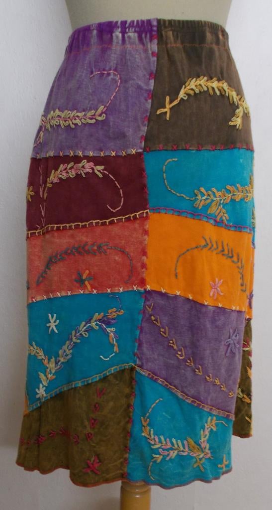Ibiza/hippie/ethnic/patchwork vrolijke kleuren rok! L, Overige kleuren, Maat 42/44 (L), Ophalen of Verzenden, Zo goed als nieuw