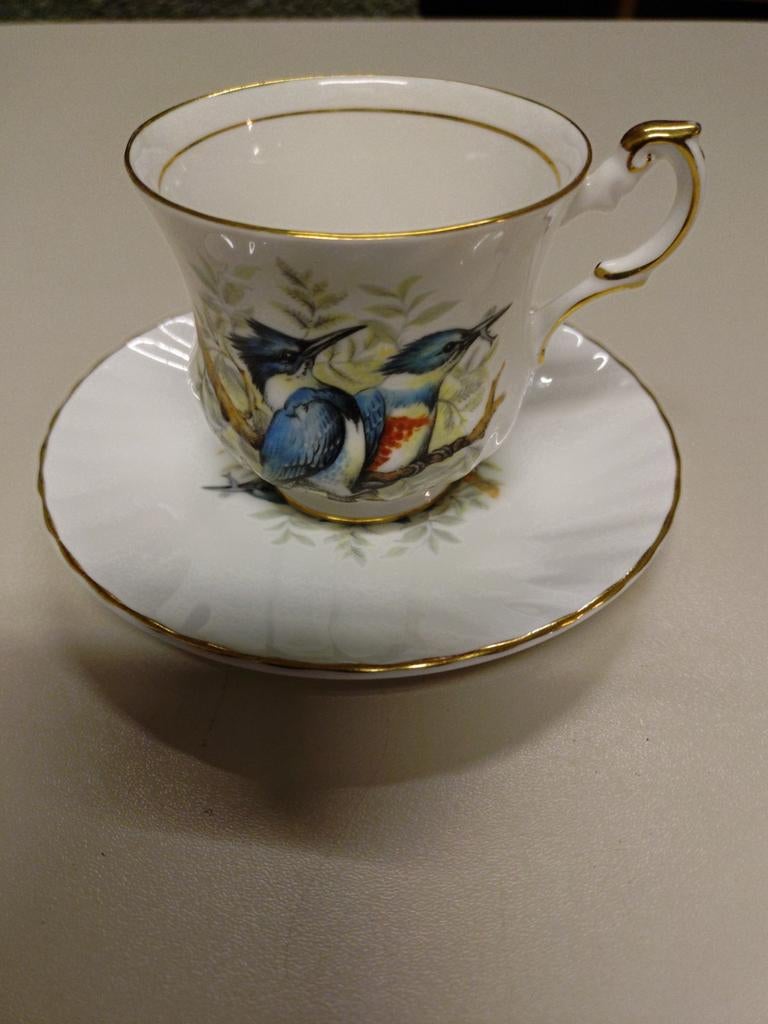 Vintage Kop en Schotel, Vogelmotief,QUEENS BIRDS OF AFRICA, Ophalen of Verzenden