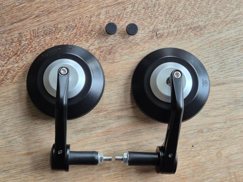 Nieuw: set ronde zwart / zilveren 95mm Retro Bar End Mirrors, Ophalen of Verzenden, Nieuw