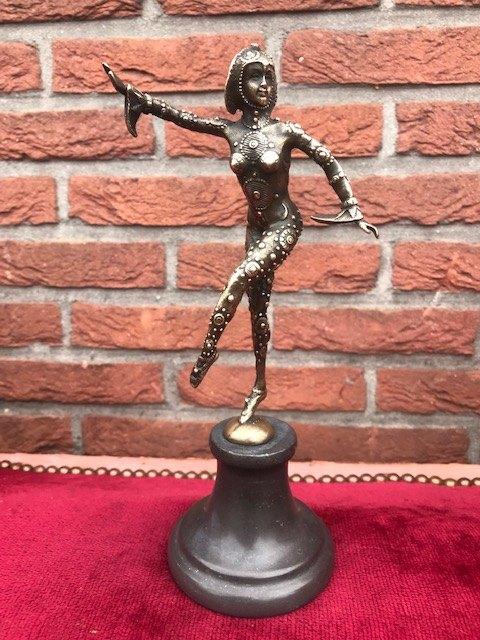 prachtbeeldje, danseres van Chiparus, brons en marmer, Antiek en Kunst, Ophalen of Verzenden