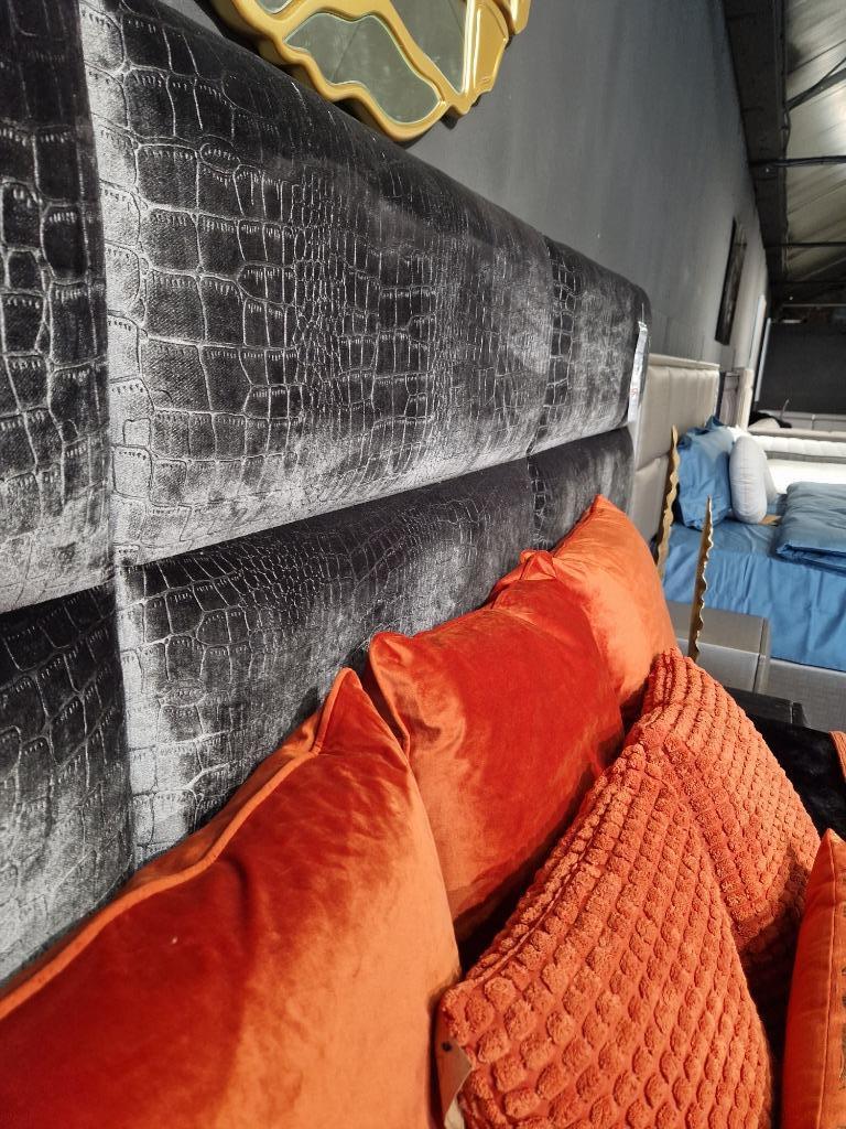 Voorraad Sale | Luxe Boxsprings | Croco Velvet Opbergruimte, Ophalen, Grijs, Eric Kuster, Croco, Velvet, 200 cm