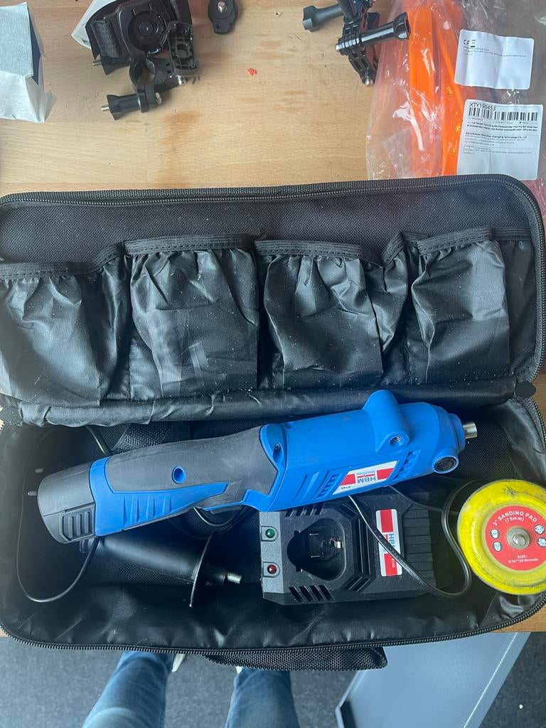 HBM Accu Polijstmachine / Schuurmachine - 75mm, Ophalen, Gebruikt, Minder dan 600 watt, Overige typen