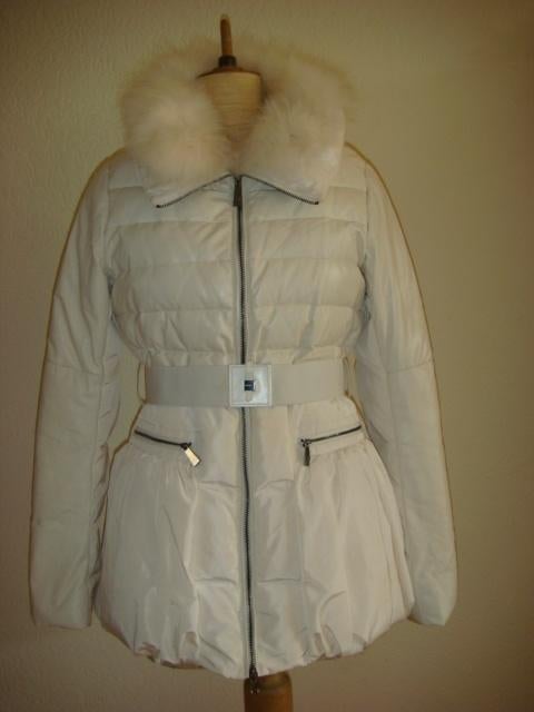 Pinko dons puffer jas maat 38 crèmekleurig ceintuur ZGAN, Verzenden, Wit, Zo goed als nieuw, Maat 38/40 (M)