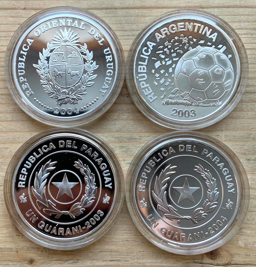 Zuid Amerika 4x Proof zilver WK voetbal 2006, Ophalen of Verzenden, Noord-Amerika, Zilver