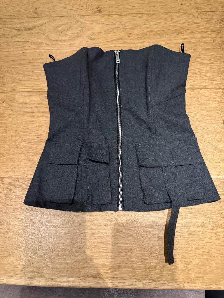Top bustier korset Army Look Zara maat XS donkergrijs, Zara, Ophalen of Verzenden, Zo goed als nieuw, Zonder mouw