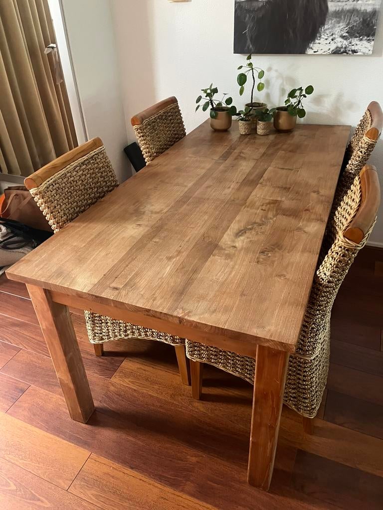 Teak houten tafel 180 x 90 x 78, Ophalen, Zo goed als nieuw, 4 tot 6 stoelen