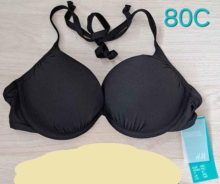 SUPER PUSH UP BIKINI TOP NIEUW ZWART 80C H&M, H&M, Zwart, Nieuw, Ophalen of Verzenden