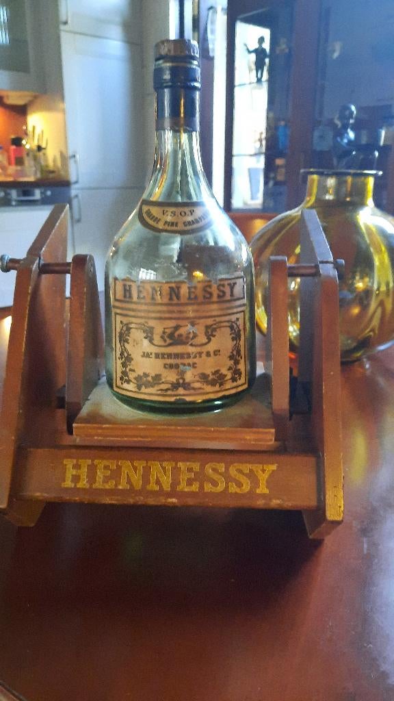 vintage  Hennesy houten schommelschenker lege fles cognac, Verzamelen, Ophalen of Verzenden
