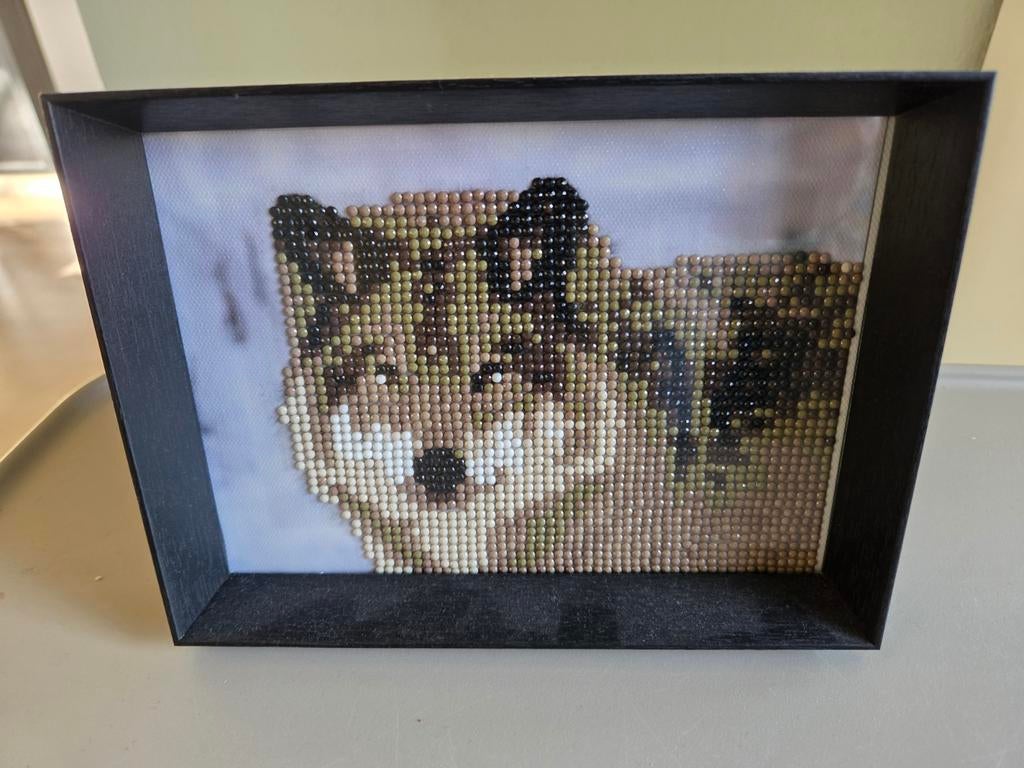 Wolf Diamond Painting in Fotolijst, Minder dan 50 cm, Verzenden, Zo goed als nieuw, Minder dan 50 cm