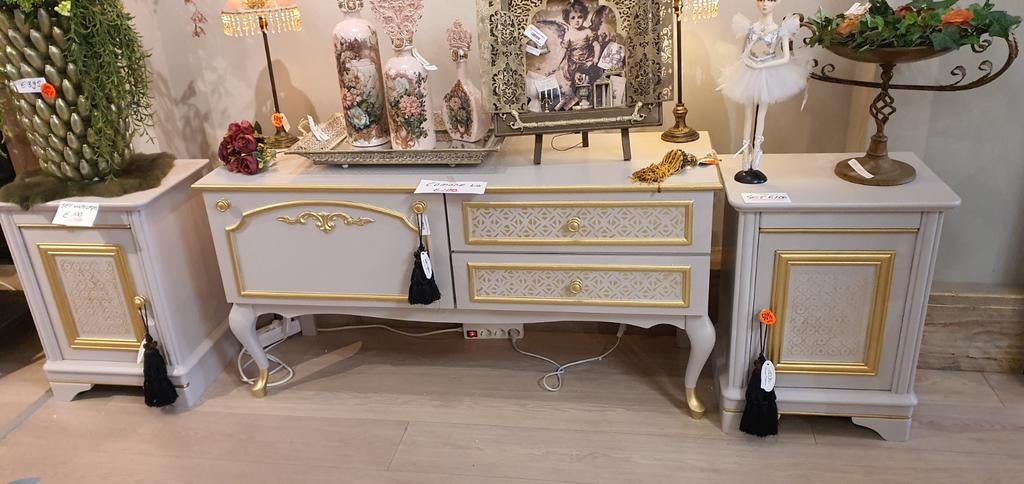 Prachtige gerestylde Queen Ann commode in een elegante taupe, 50 tot 70 cm, Ophalen of Verzenden, 90 tot 105 cm, 100 cm of meer